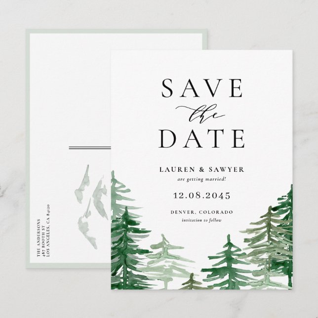Rustikaler Wald Save the Date Ankündigungspostkarte (Vorne/Hinten)