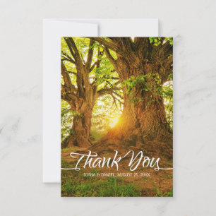 Rustikaler Wald Sommer Bäume Grünland Hochzeit Dankeskarte