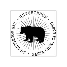 Rustikaler Waldbär Runde Rücksendeadresse Gummistempel