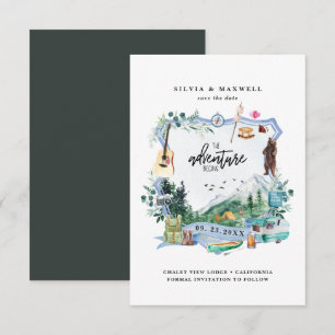 Rustikaler Waldberg Camping Wedding Wappen
