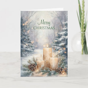 Rustikaler Waldkerzen-Weihnachten Karte