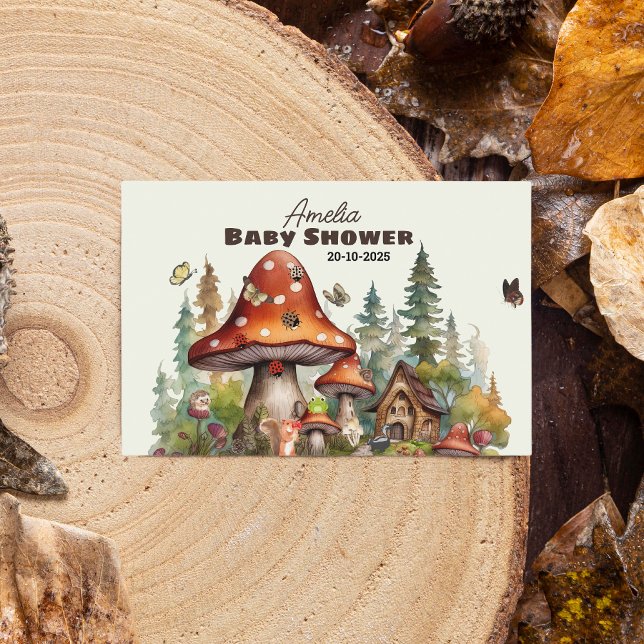 Rustikaler Waldwald Pilzsäulendusche Fall Lebensmitteletikett ( Rustic Woodland Mushroom Baby Shower Food Labels! Featuring adorable watercolor mushrooms, forest )