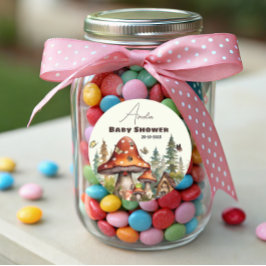 Rustikaler Waldwald Pilzsäulendusche Fall Runder Aufkleber