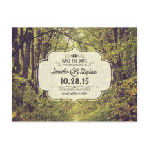 Rustikaler Waldweg Save the Date Postkarten