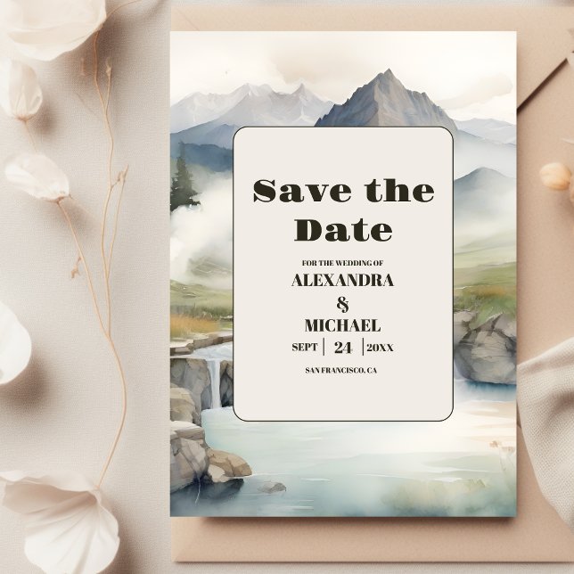 Rustikaler Wasserfall Boho Wedding Save The Date (Von Creator hochgeladen)