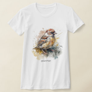 Rustikaler Wasserfarben-Spatz, individuell T-Shirt