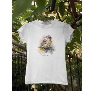 Rustikaler Wasserfarben-Spatz, individuell T-Shirt