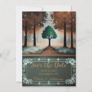 Rustikaler Wasserfarbeneinbaum Save The Date