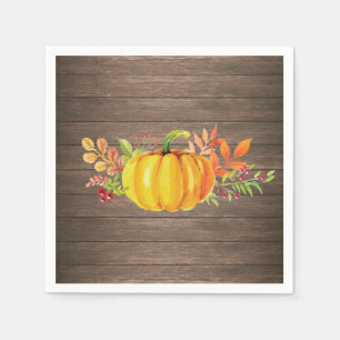 Rustikaler Wasserfarbenfall Kürbis Herbst Serviette