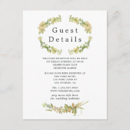 Rustikaler Wasserfarbenwald - Hochzeitshilfsdetail Begleitkarte