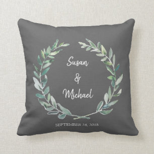 Rustikaler Watercolor verlässt Braut- und Kissen