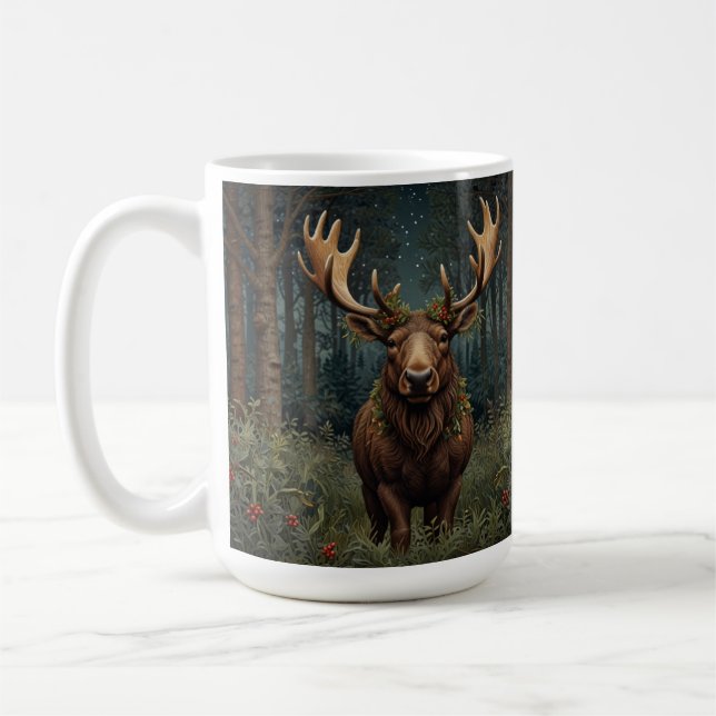 Rustikaler Weihnachts-Elch Hirsch Boho-Wald  Kaffeetasse (Links)
