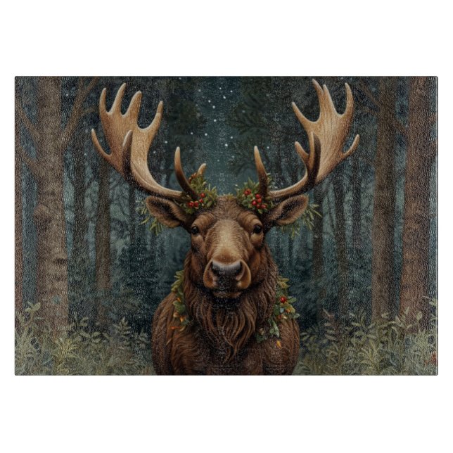 Rustikaler Weihnachts-Elch Hirsch Boho-Wald  Schneidebrett (Vorderseite)