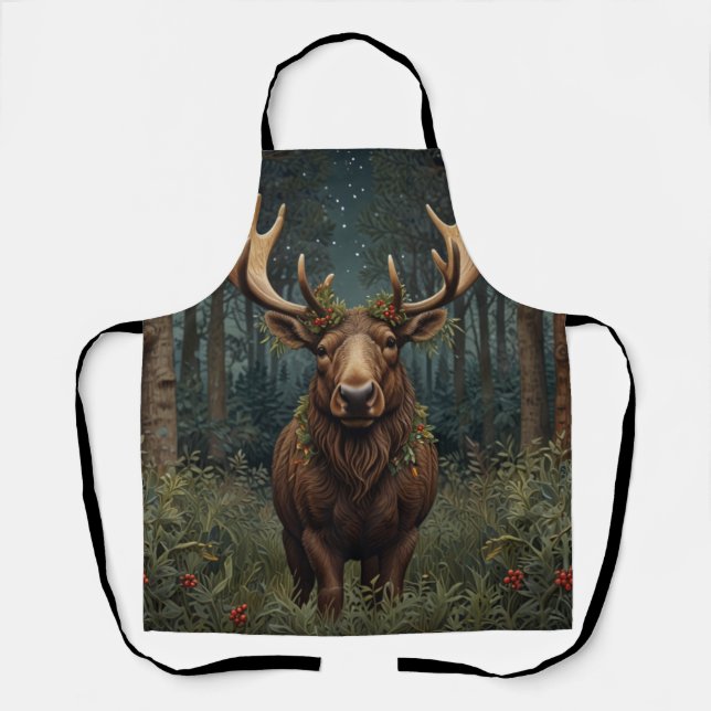 Rustikaler Weihnachts-Elch Hirsch Boho-Waldlandsch Schürze (Vorderseite)