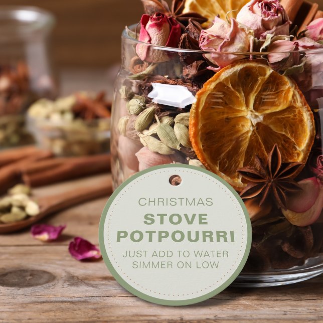 Rustikaler Weihnachts-Ofen-Potpourri Geschenkanhänger (Rustic Christmas Stove Potpourri Favor Tags)