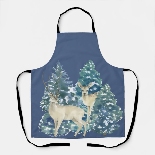 Rustikaler Weihnachts-Schneewald-Hirsch-Dekor für  Schürze (Vorderseite)