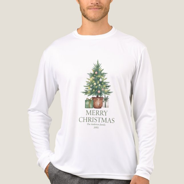 Rustikaler Weihnachtsbaum außerhalb des Fotos Tri-Blend Shirt (Vorderseite)
