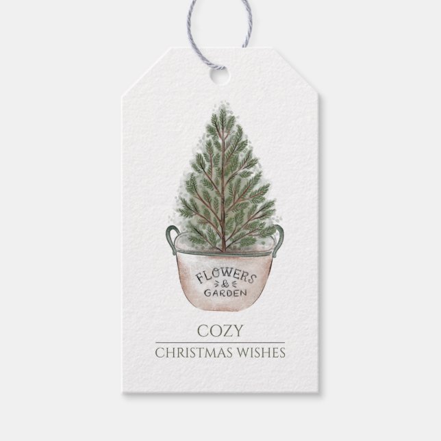 Rustikaler Weihnachtsbaum Geschenkanhänger (Vorderseite)