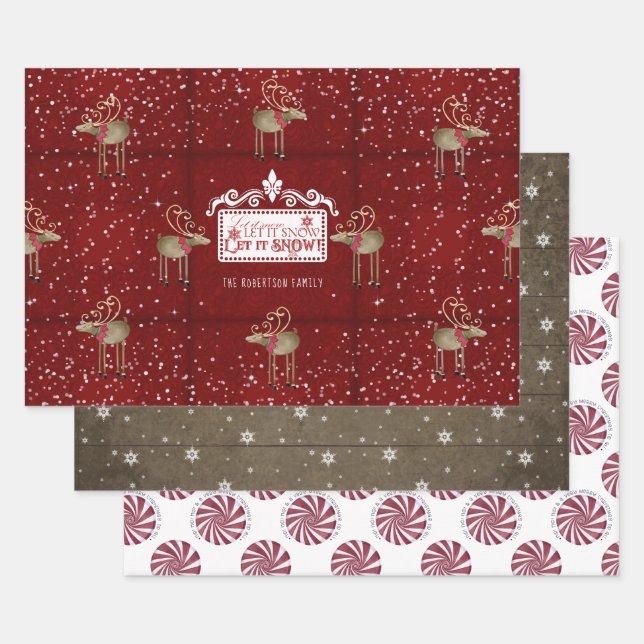 Rustikaler Weihnachtsbaum Lassen Sie ihn Peppermin Geschenkpapier Set (Set)