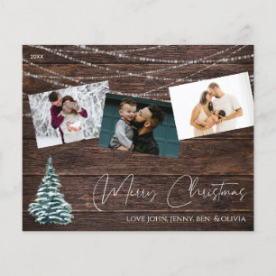 Rustikaler Weihnachtsbaum mit 3 Fotos und Lichter  Flyer