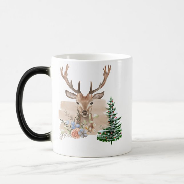 Rustikaler Weihnachtsbaum mit braun-beigem Wasserf Verwandlungstasse (Links)