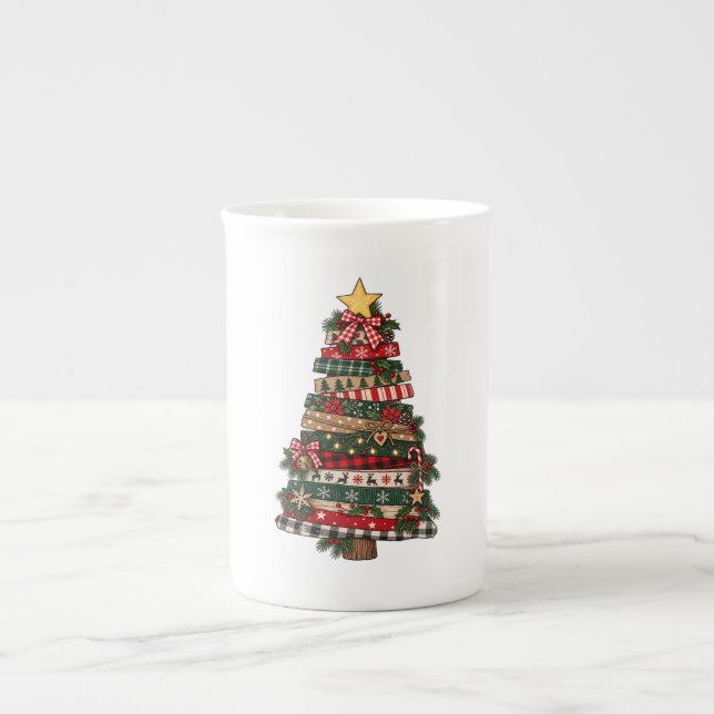 Rustikaler Weihnachtsbaum  Prozellantasse (Vorderseite)