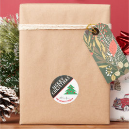 Rustikaler Weihnachtsbaum Rote Familie Weihnachtsf Runder Aufkleber