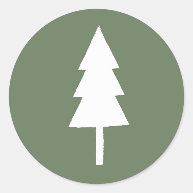 Rustikaler Weihnachtsbaum Runder Aufkleber (Vorderseite)