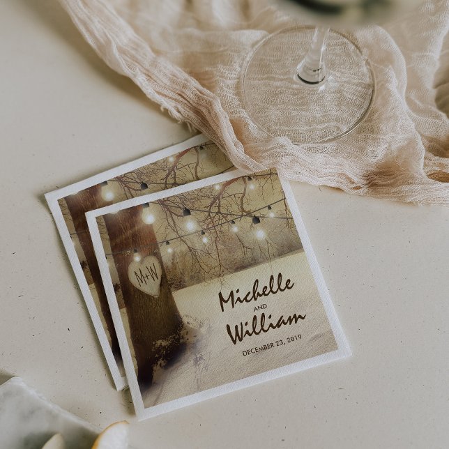 Rustikaler Weihnachtsbaum Twinkle Lights Serviette (Von Creator hochgeladen)