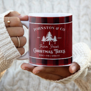Rustikaler Weihnachtsbaumbaum Individuelle Name Zweifarbige Tasse