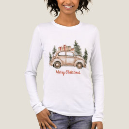 Rustikaler Weihnachtsbaumwagen Tri-Blend Shirt