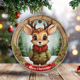 Rustikaler Weihnachtscharakter Xmas-Rentier-Gesche Keramik Ornament