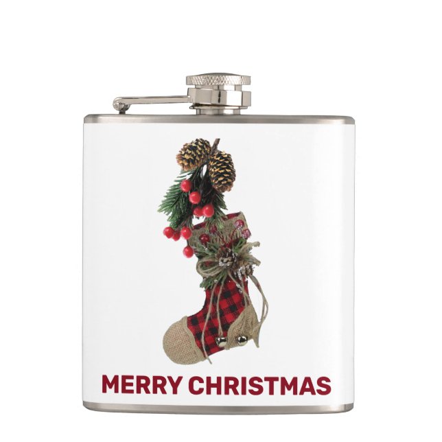 Rustikaler Weihnachtsgebäck Vinyl Wrapped Flask Flachmann (Vorderseite)