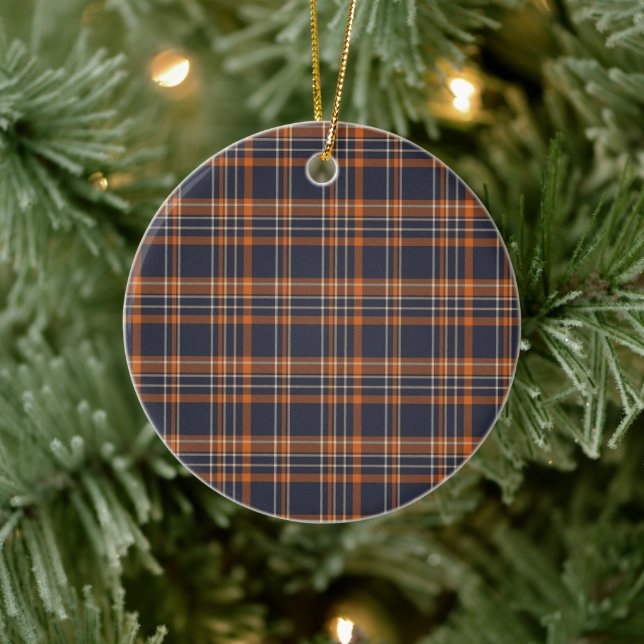 Rustikaler Weihnachtskariert Keramik Ornament (Baum)