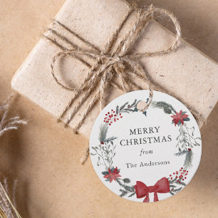 Rustikaler Weihnachtskranz als Weihnachtsgeschenk Geschenkanhänger