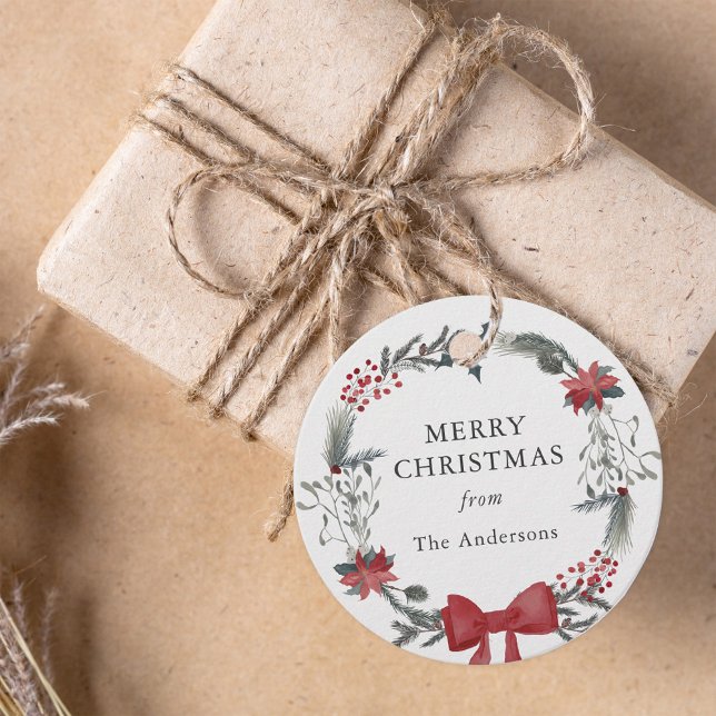 Rustikaler Weihnachtskranz als Weihnachtsgeschenk Geschenkanhänger (Von Creator hochgeladen)