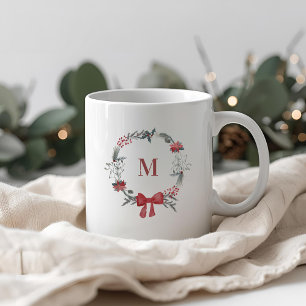 Rustikaler Weihnachtskranz Anfangsbuchstabe als Ge Kaffeetasse