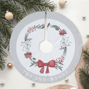 Rustikaler Weihnachtskranz Familienname Polyester Weihnachtsbaumdecke