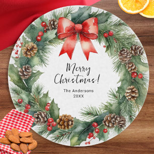 Rustikaler Weihnachtskranz Festive Feiertage Schneidebrett