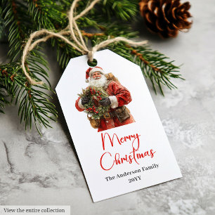 Rustikaler Weihnachtsmann Vintage Festliche Fröhli Geschenkanhänger