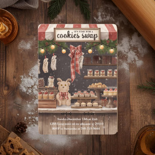 „Rustikaler Weihnachtsplätzchen-Tausch Einladung