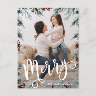 Rustikaler Weihnachtsrahmen-Foto-Feiertags-Postkar Feiertagspostkarte