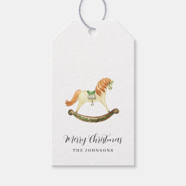 Rustikaler Weihnachtsrockpferd Buffalo Karo Geschenkanhänger (Vorderseite)