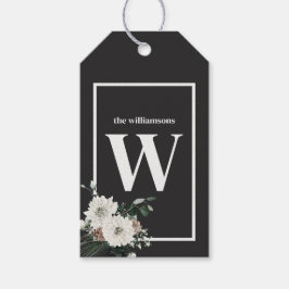 Rustikaler Weihnachtsschwarz-weißer Monogramm-Piep Geschenkanhänger