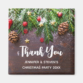 Rustikaler Weihnachtstisch mit Pine & Snow Danke Magnet