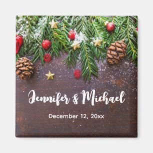 Rustikaler Weihnachtstisch mit Pine & Snow Wedding Magnet
