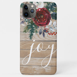 Rustikaler Weihnachtsurlaub Joy Floral Wood Case-Mate iPhone Hülle
