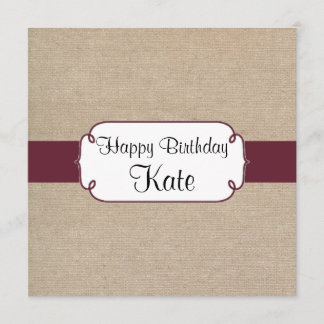 Rustikaler Wein und Beige Burlap Geburtstagsparty Einladung