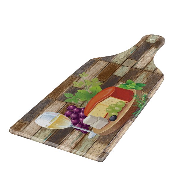 Rustikaler Wein und Käse Schneidebrett (Ecke)