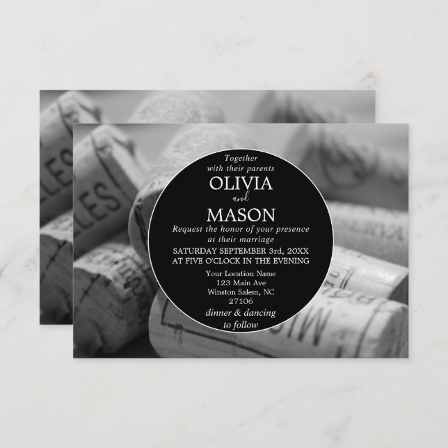 Rustikaler Wein Weintrauben Einladung Hochzeit (Vorne/Hinten)